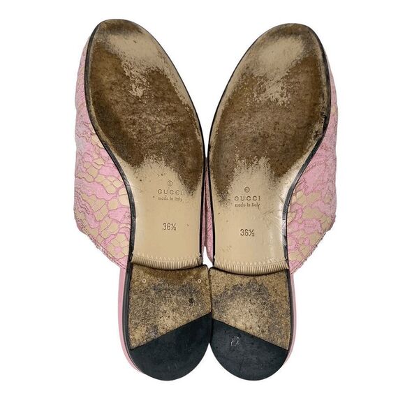 Gucci Princetown Horsebit Slipper EU 36.5 US 6.5 Pink Lace Mule Loafer Flats - Picture 10 of 10